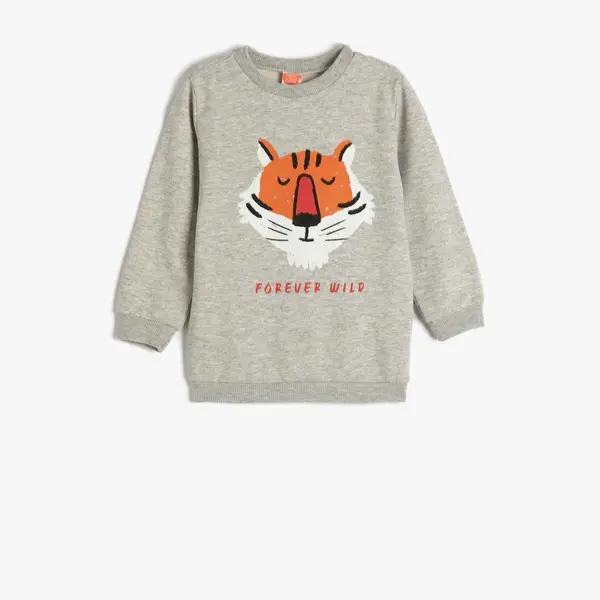 Koton Sweatshirt Lion Printed Long Sleeve Crew Neck