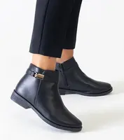 Gemre Black ankle boots with gold inserts eco-leather Casetra
