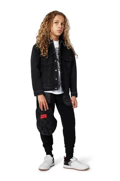 Dětské tepláky HUGO černá barva, G00461