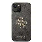 Zadní kryt Guess PU 4G Metal Logo pro Apple iPhone 15, šedá
