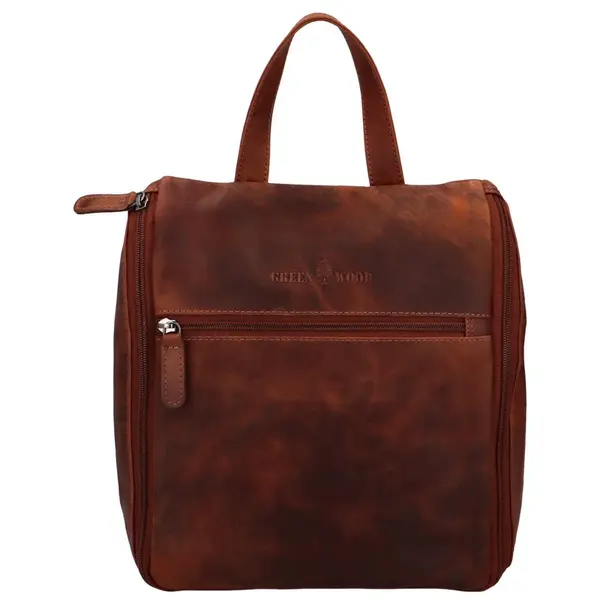 Pánský kožená kosmetická taška hnědá - GreenWood Salah