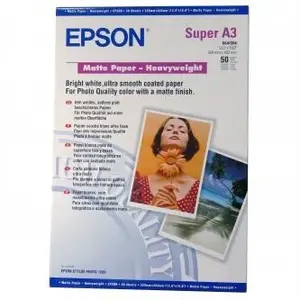 Epson Matte Paper Heavyweight S041264 C13S041264, 167 g/m2, A3+, matný, silný, bílý, foto papír