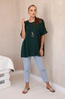 Kesi Włoski Oversized halenka s přívěskem tmavě zelená