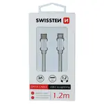 Datový kabel Swissten Textile USB-C/Lightning, 1,2m, stříbrný