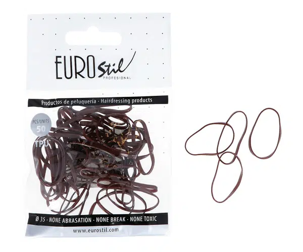 Gumičky do vlasů Eurostil Professional TPU Hair Elastics For Hairstyles - hnědé, 50 ks (06810)