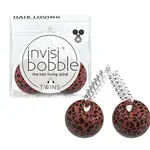 Tenká spirálová gumička do vlasů s kuličkami Invisibobble Twins Purrfection - vzorovaná hnědá (IB-TW-HP10001) + dárek zdarma
