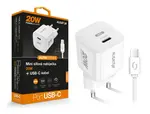 Aligator Mini chytrá síťová nabíječka Power Delivery 20W, USB-C/USB-C kabel, bílá