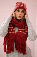 Women's set with scarf Anika K304 wine