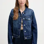 Rifľová bunda Tommy Hilfiger tmavomodrá farba, prechodná, WW0WW45663