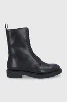 Kožené členkové topánky Vagabond Shoemakers dámske, čierna farba, na plochom podpätku