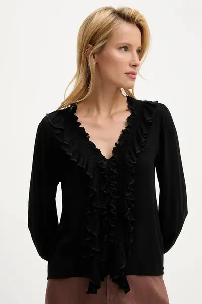 Blúzka Answear.LAB čierna farba, jednofarebná