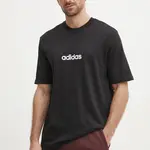 Bavlnené tričko adidas Essentials Linear pánske, čierna farba, s potlačou, JE8993