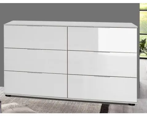 Zásuvková komoda New York D, biela / biely lesk%