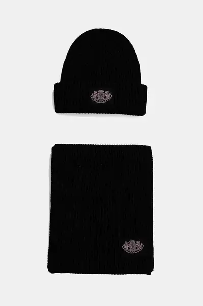 Čepice a šála s přídavkem vlny Juicy Couture černá barva, JCAWH225715
