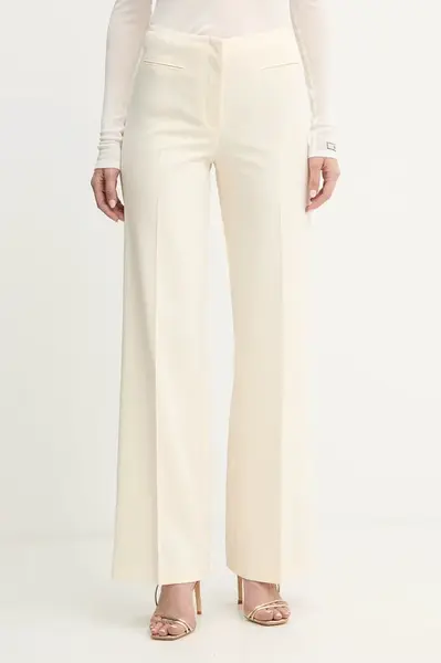 Kalhoty Patrizia Pepe dámské, béžová barva, široké, high waist, 2P1725 A498