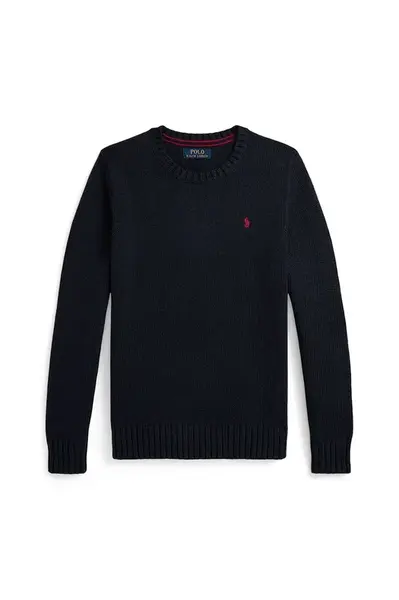 Dětská bavlněná mikina Polo Ralph Lauren tmavomodrá barva, hladká, 323970429005