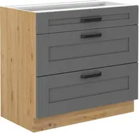 Spodní skříňka Luna 80 D 3S BB - Premium Box Barva korpusu: Dub artisan, Barva dvířek: Dust Grey