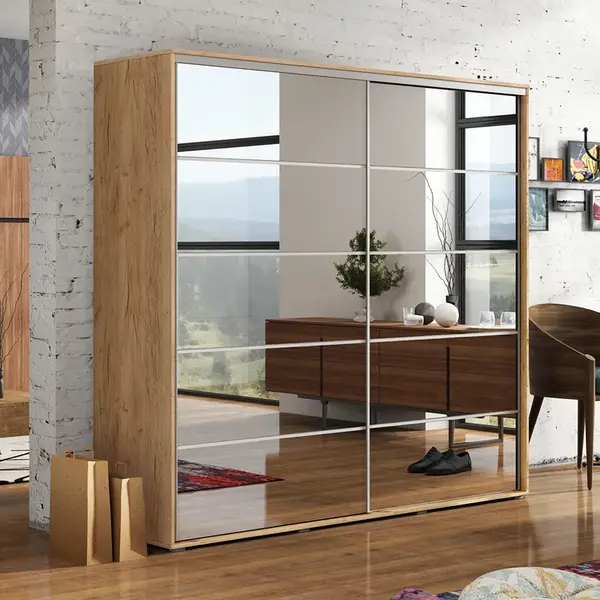 Šatní skříň Ska A19 Barva korpusu: Dub - Craft zlatý, Rozměry: 230 cm, Dveře: Bílé