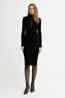 Vlněné šaty ISABELLE BLANCHE černá barva, midi, přiléhavé, IS25FW-M165-F009