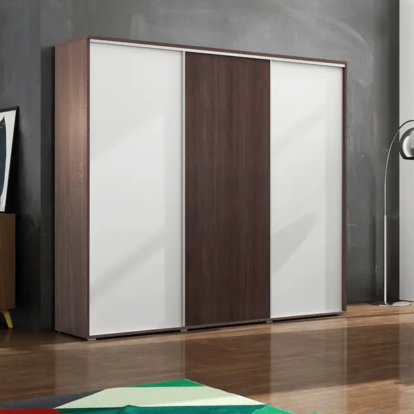 Šatní skříň Ska A24 XL Economy Barva korpusu: Čokoláda, Rozměry: 278 cm, Dveře: Čokoláda – Bílý mat