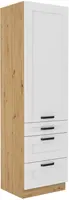 Vysoká potravinová skříňka Luna 60 DKS-210 3S 1F - Premium Box Barva korpusu: Dub artisan, Barva dvířek: Bílá