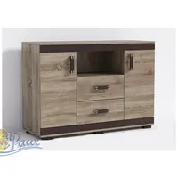 Komoda P15 140cm Barva korpusu: Wenge, Lišta: Trufla, Barva dvířek: Šedá