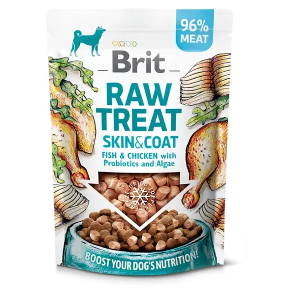 BRIT Raw Treat Skin&Coat Fish&Chicken pamlsky pro psy  40 g