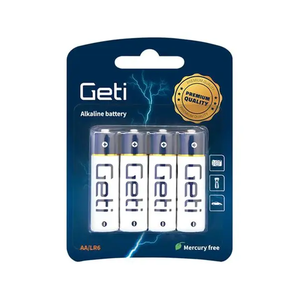 Baterie AA (LR6) alkalická GETI 1,5V Blistr 4ks