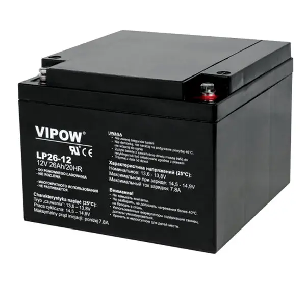 Baterie olověná 12V 26Ah VIPOW BAT0270