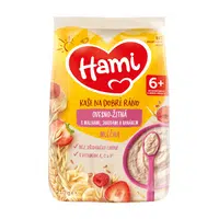 HAMI Mléčná kaše ovesno-žitná s malinami, jahodami a banánem na Dobré ráno 6m+  210 g