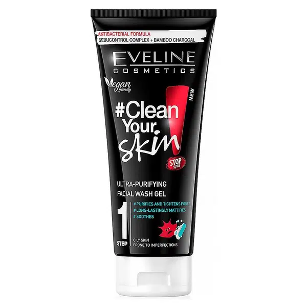 EVELINE Pure Control - Mycí gel pro hloubkové čištění pleti 200 ml