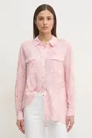 Košile Gaudi dámská, růžová barva, relaxed, s klasickým límcem, 511BD45015