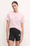 Bavlněné tričko adidas W Elem Flrl Tee růžová barva, JP0114