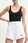 Kraťasy adidas Essentials dámské, bílá barva, hladké, high waist, JD9945