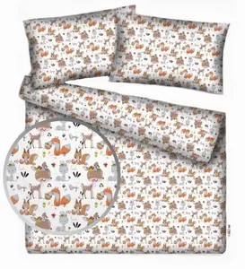 Baby Nellys 2-dílné bavlněné povlečení - Pohádková zvířátka, bílá, vel. 140 x 200/70 x 90 vel. 140 x 200/70 x 90