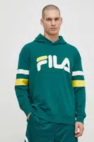 Mikina Fila Luohe pánská, zelená barva, s kapucí, s potiskem, FAM0675