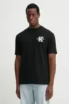 Bavlněné tričko Karl Lagerfeld černá barva, s aplikací, 552221.755148