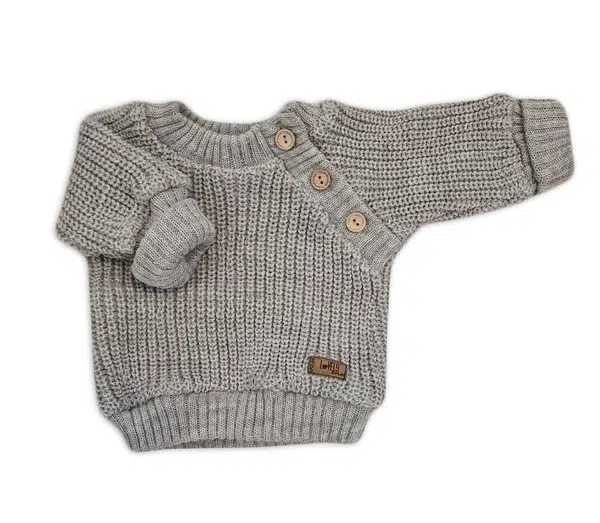 Kazum Pletený svetřík pro miminko s knoflíčky Lovely, tm. šedý, 68/74