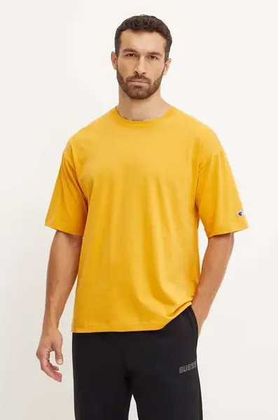 Bavlněné tričko Champion žlutá barva, 219632