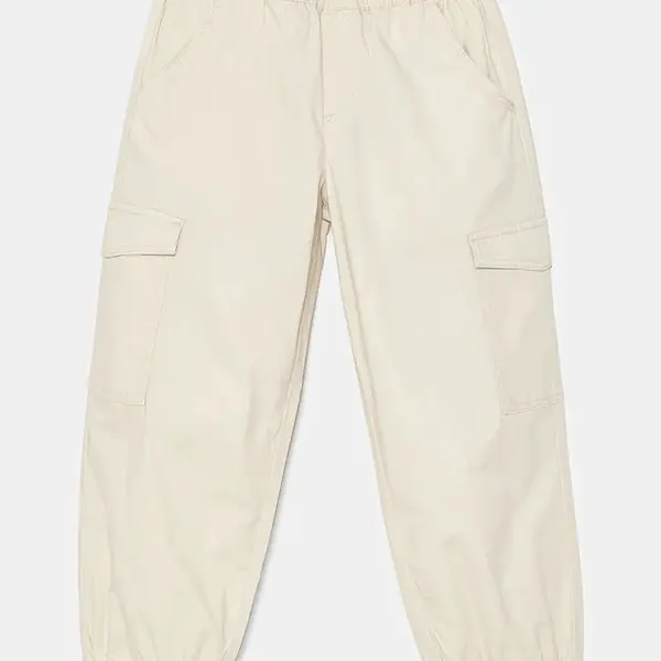 Dětské kalhoty United Colors of Benetton béžová barva, hladké, 4L2VGF028