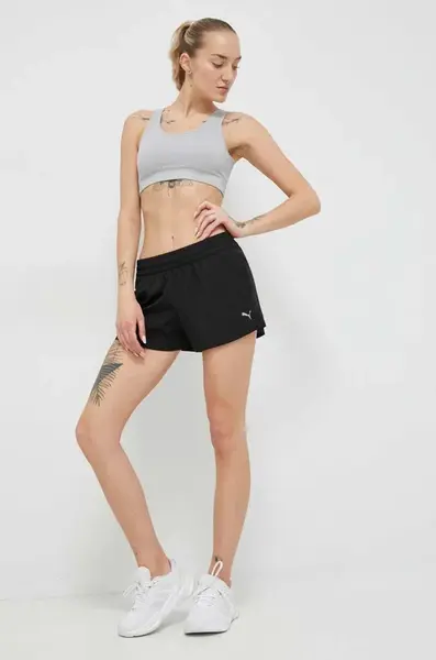Tréninkové šortky Puma Performance černá barva, hladké, medium waist, 520312