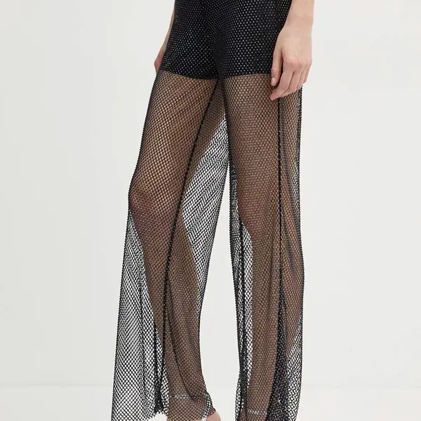 Kalhoty Custommade Petra dámské, černá barva, jednoduché, high waist, 999111113