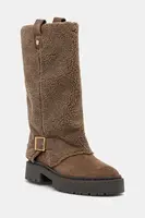 Kozačky Steve Madden Godiva dámské, béžová barva, na plochém podpatku, 11003413