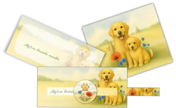 Set obálka vysouvací + čistící utěrka na brýle