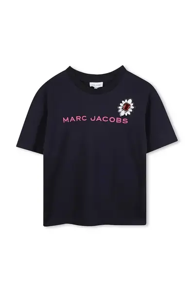 Dětské bavlněné tričko Marc Jacobs tmavomodrá barva, W60590
