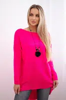 Włoski Svetr s náhrdelníkem růžový neon