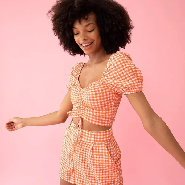 DEFACTO Relax Fit Gingham Patterned Mini Shorts