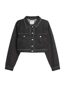 Bershka Prechodná bunda  čierny denim
