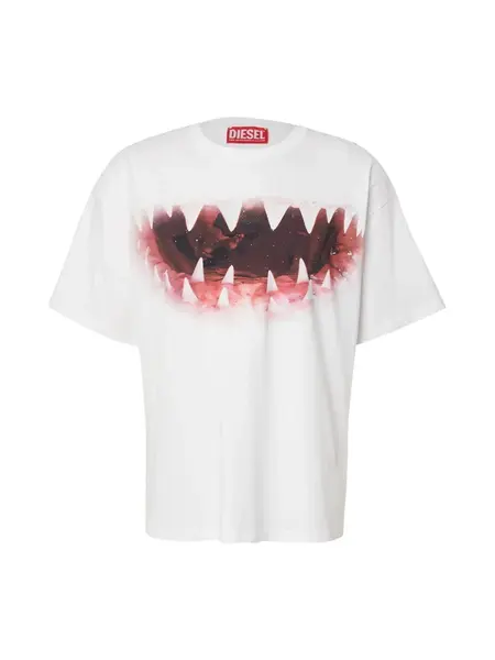 DIESEL Tričko  baklažánová / hrdzavo červená / melónová / biela