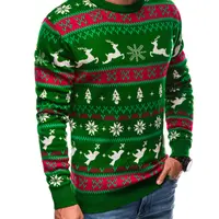 Edoti Men's Norwegian winter sweater with reindeer - green